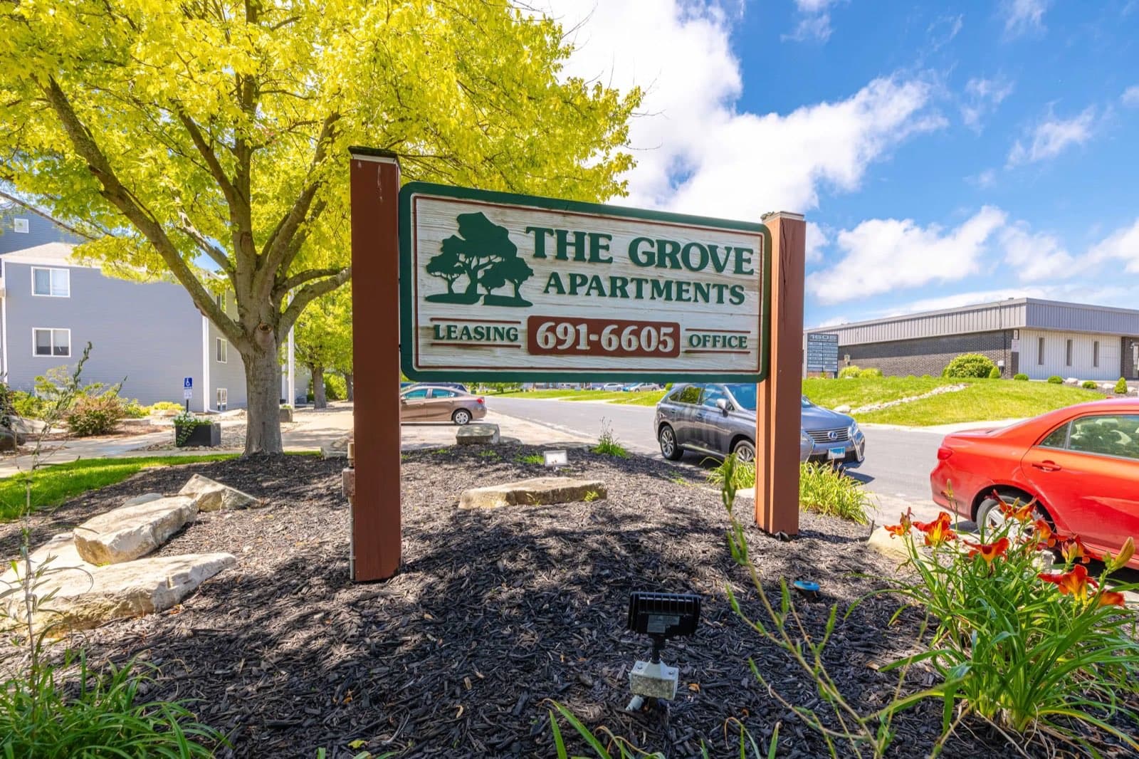 The Grove Apartments entrance sign on Candletree Drive, north Peoria