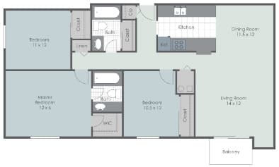 Standard 3 Bed / 2 Bath floor plan
