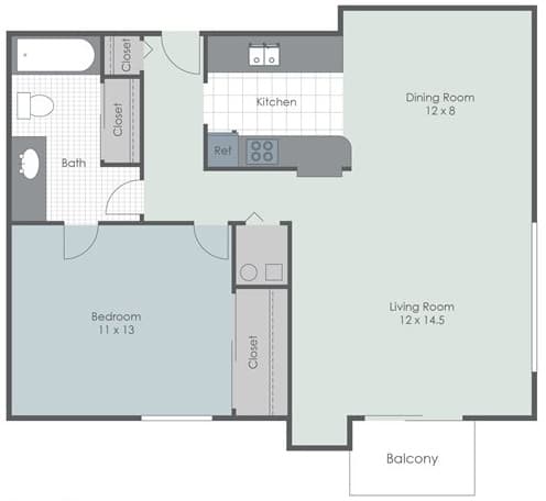Signature 1 Bed / 1 Bath floor plan